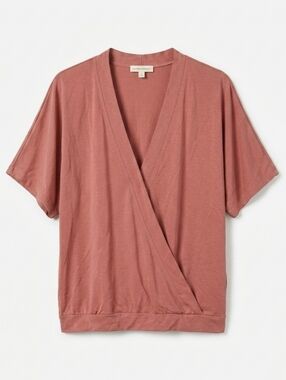 Anthropologie Dusky Rose Wrap-Style Short Sleeve Top